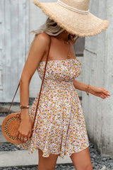 Floral Print Strapless Mini Dress