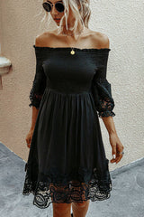 Off The Shoulder Lace Design Mini Dress