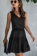 Stringy Selvedge Solid High Waisted Casual Dress