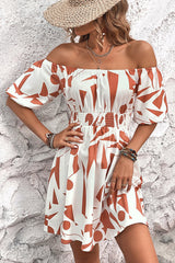 Off The Shoulder Printed Mini Dress