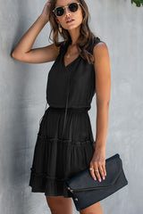 Stringy Selvedge Solid High Waisted Casual Dress