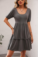 Solid Color Round Neck Casual Mini Dress