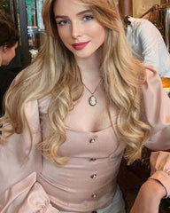 Square Collar Single-breasted Lantern Sleeve Shirts Blouses