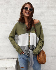 Women's Casual V-neck Single-Breasted Cardigan Sweater