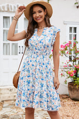 Floral Print Ruffle Hem Mini Dress