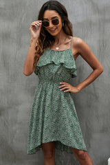 Floral Print Ruffled Slip Casual Dress