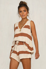 V-neck Loose Knit Vest Shorts Two-piece Suit