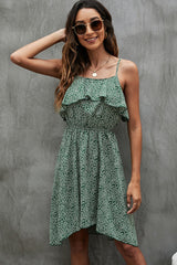 Floral Print Ruffled Slip Casual Dress