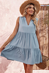 Fashion Ruffle Hem Solid Color Cusual Dress
