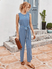 Suspenders Striped Strappy Sleeveless Jumpsuit