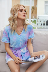 Women's Tie-Dye Jumpsuit Short Sleeve T-Shirt Home Loungewear