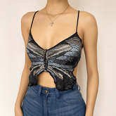 Butterfly cross open back top