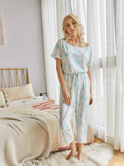 Tie Dye Lace-up Jumpsuit Print Loungewear Rompers
