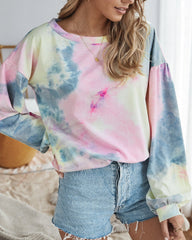 Tie Dye Loungewear Bubbles Long Sleeves Blouses T-shirts