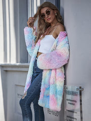 Ttie-dye Cardigan Casual One Fur Outerwear
