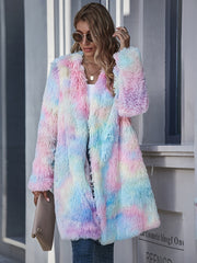 Ttie-dye Cardigan Casual One Fur Outerwear