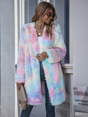 Ttie-dye Cardigan Casual One Fur Outerwear