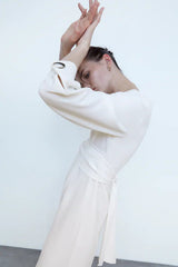 V-neck Tie-Back Slit Splicing Midi Dresses