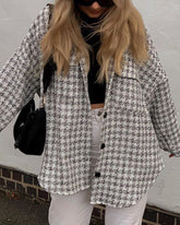 Woolen Single-breasted Lapel Contrast Coat Outerwear