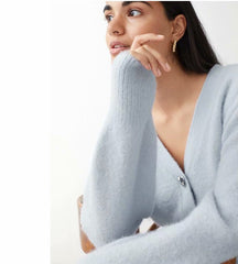 V-neck Heart Shape Button Single-breasted Knit Cardigan