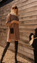 Square Collar Lattice Plaid Mini Dress