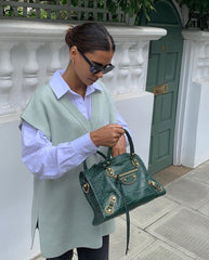 V-neck Slit Knit Splicing Vest Sweater