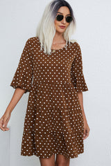 Ruffle Hem Polka Dot Print Mini Dress