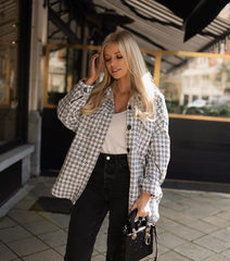 Woolen Single-breasted Lapel Contrast Coat Outerwear