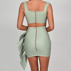 Tank Tops Skirts Leather Mini Dresses Two-piece Set