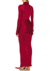 Hattie Draped Turtle Neck Maxi Dress