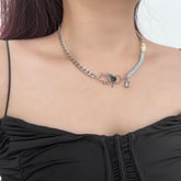 Stone pendant spider decor chain necklace