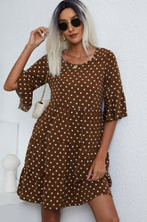 Ruffle Hem Polka Dot Print Mini Dress
