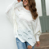 Women's Long Sleeves Hollow Loose Bat Sweater