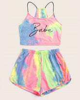Tie Dye Two-piece Set Loungewear Home Workout Fitness Outfit