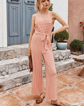 Suspenders Striped Strappy Sleeveless Jumpsuit