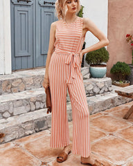 Suspenders Striped Strappy Sleeveless Jumpsuit