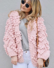 V-neck Handicraft Splicing Hollow-out Sweaters Cardigans