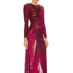 Patsy Sequined Gown High Slit Maxi Dress