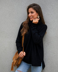 Women High Neck Long Sleeve Loose Sweater