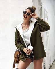 Women Double-Faced Fluffy Loose Hooded Coat