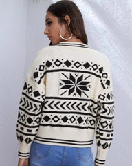 V-neck Knit Argyle Pattern Vintage Sweaters