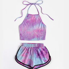 Tie Dye Two-piece Set Loungewear Home Workout Fitness Outfit