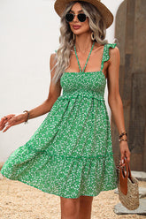 Floral Print Halter Neck Mini Dress