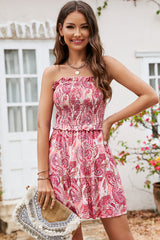 Floral Print Smocked Bohemian Mini Dress