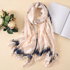 Vogue Silkly Scarf for Women Lightweight Flower Shawl Wraps Holiday Scarf Gift Scarves Women