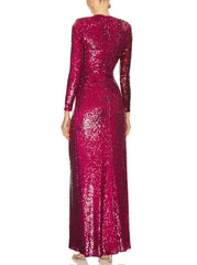 Patsy Sequined Gown High Slit Maxi Dress
