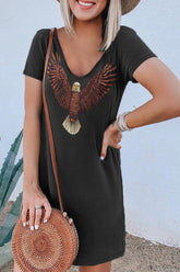 Casual Basic Print Black Mini Dress(3 Colors)