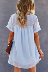 V Neck Short Sleeve Fashion Mini Dress