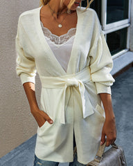 V-neck Bow Tie Knit Cardigans