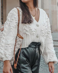 V-neck Knit Single-breasted Sweaters Cardigans Outerwear